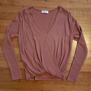 Orange Ribbed Jolie Long Sleeve Shirt